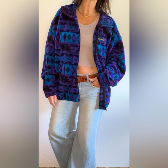 Vintage 90’s Dreimar Fleece Full-zip Jacket XL Southwestern Aztec Print - Picture 2 of 12